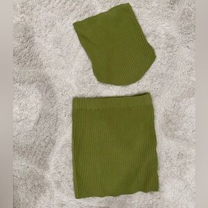 Olive green skirt and tube top set